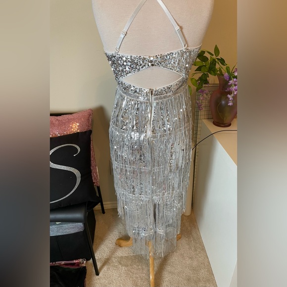 Silver sequin fringe dress! - Picture 3 of 17